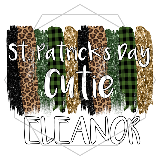 Green Leopard St. Patrick's Day Cutie Customized DIGITAL DECAL - Sublimation and Print & Cut Files