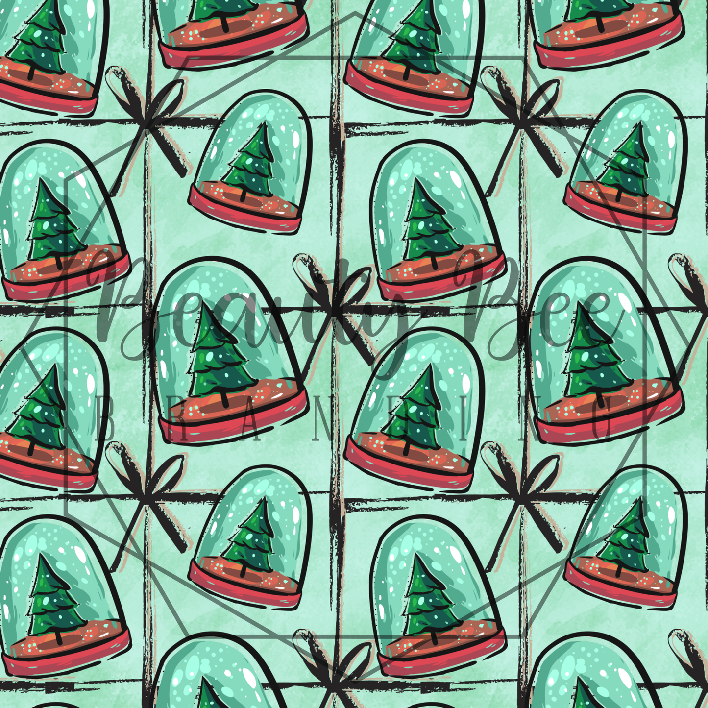 Christmas Tree Snow Globes V1 SEAMLESS PATTERN