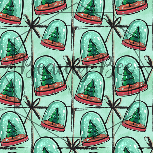 Christmas Tree Snow Globes V1 SEAMLESS PATTERN