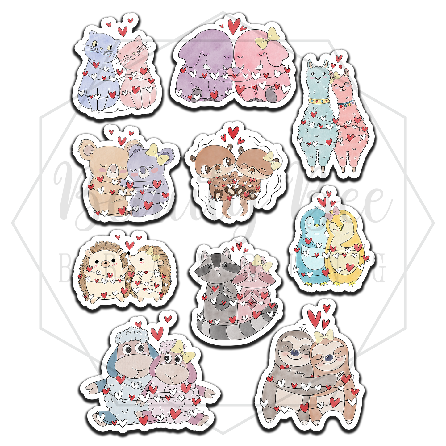 Valentine's Animals Sticker Sheet