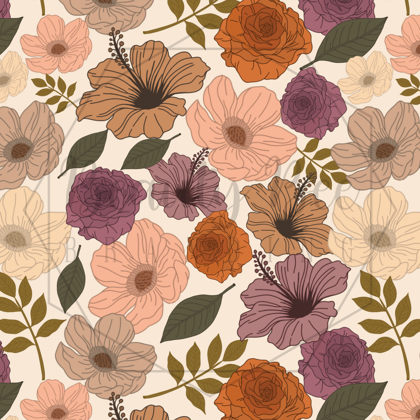 Vintage Peachy Florals SEAMLESS PATTERN
