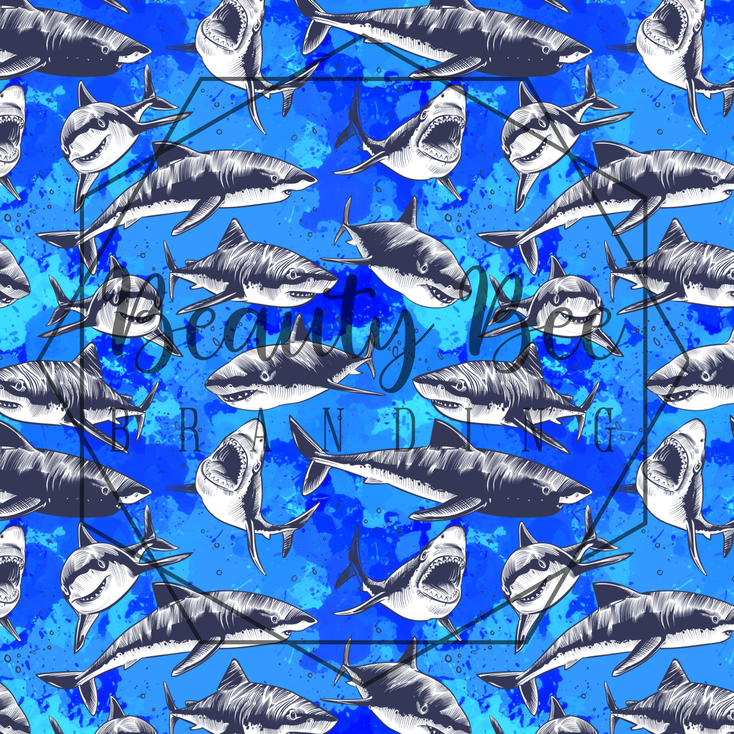 Watercolor Sharks SEAMLESS PATTERN