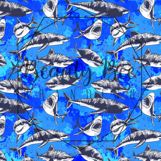 Watercolor Sharks SEAMLESS PATTERN