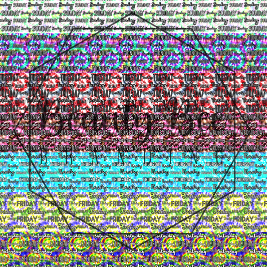 Days of the Week Tie Dye Full Yard SEAMLESS PATTERN