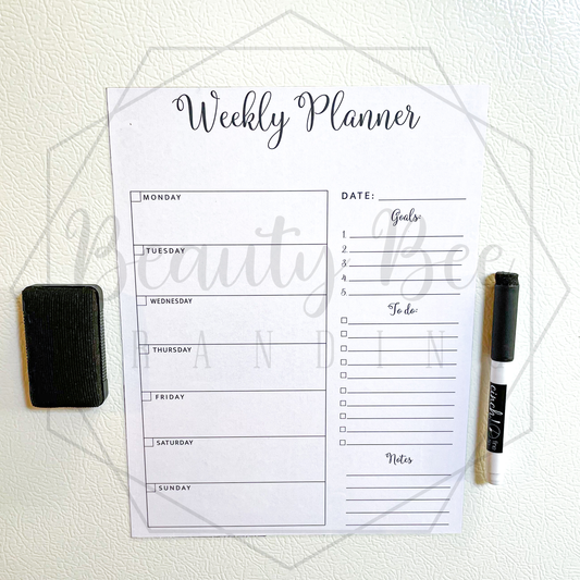 Weekly Planner version 1 DRY ERASE FRIDGE MAGNET