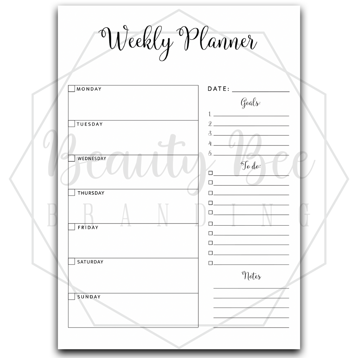 Weekly Planner Tear Off Pad