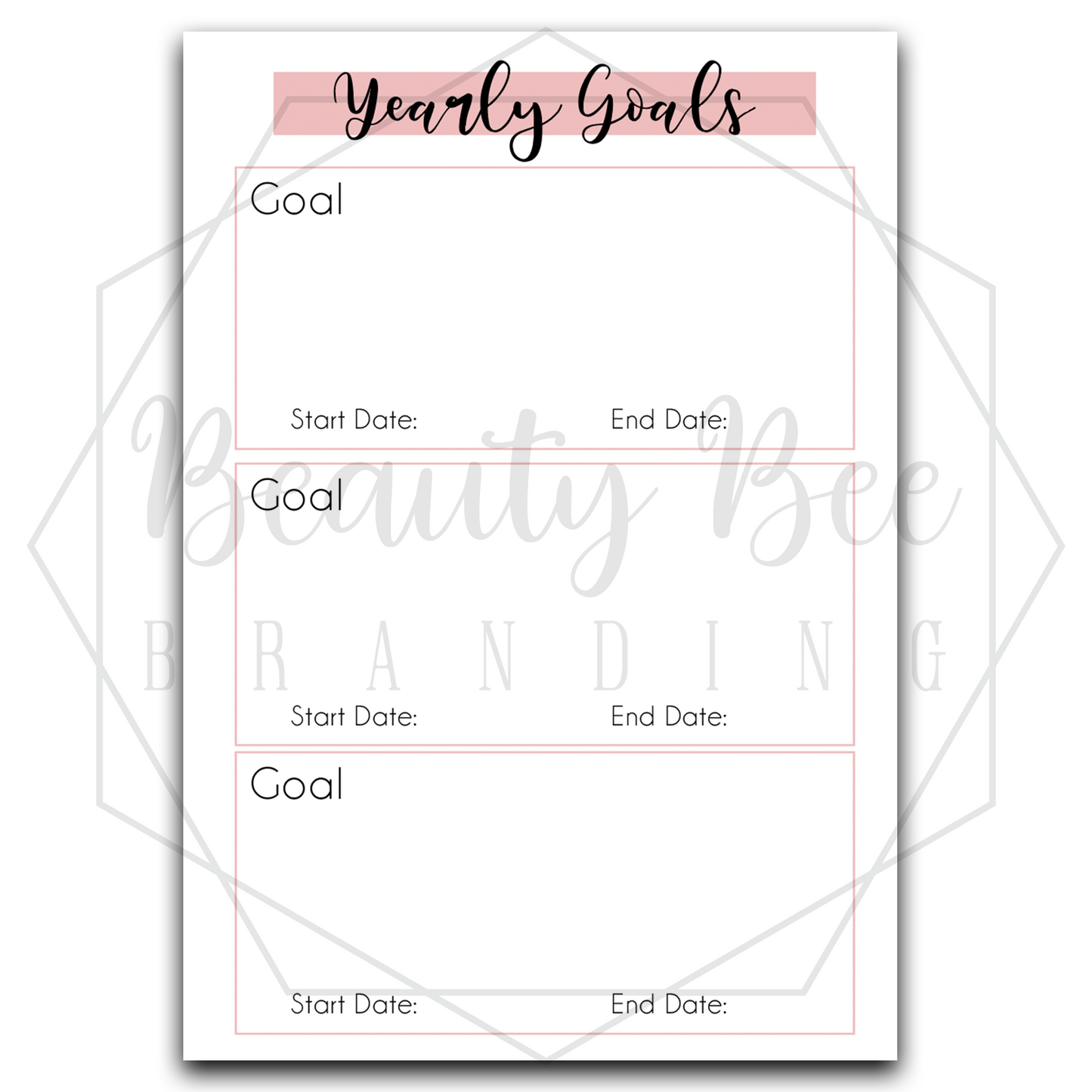 Planner Inserts - Yearly Goals