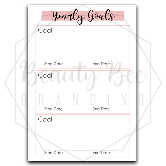 Planner Inserts - Yearly Goals