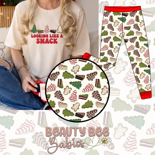 PREORDER Christmas Cakes  Adult Matching Bamboo and Shirt Set