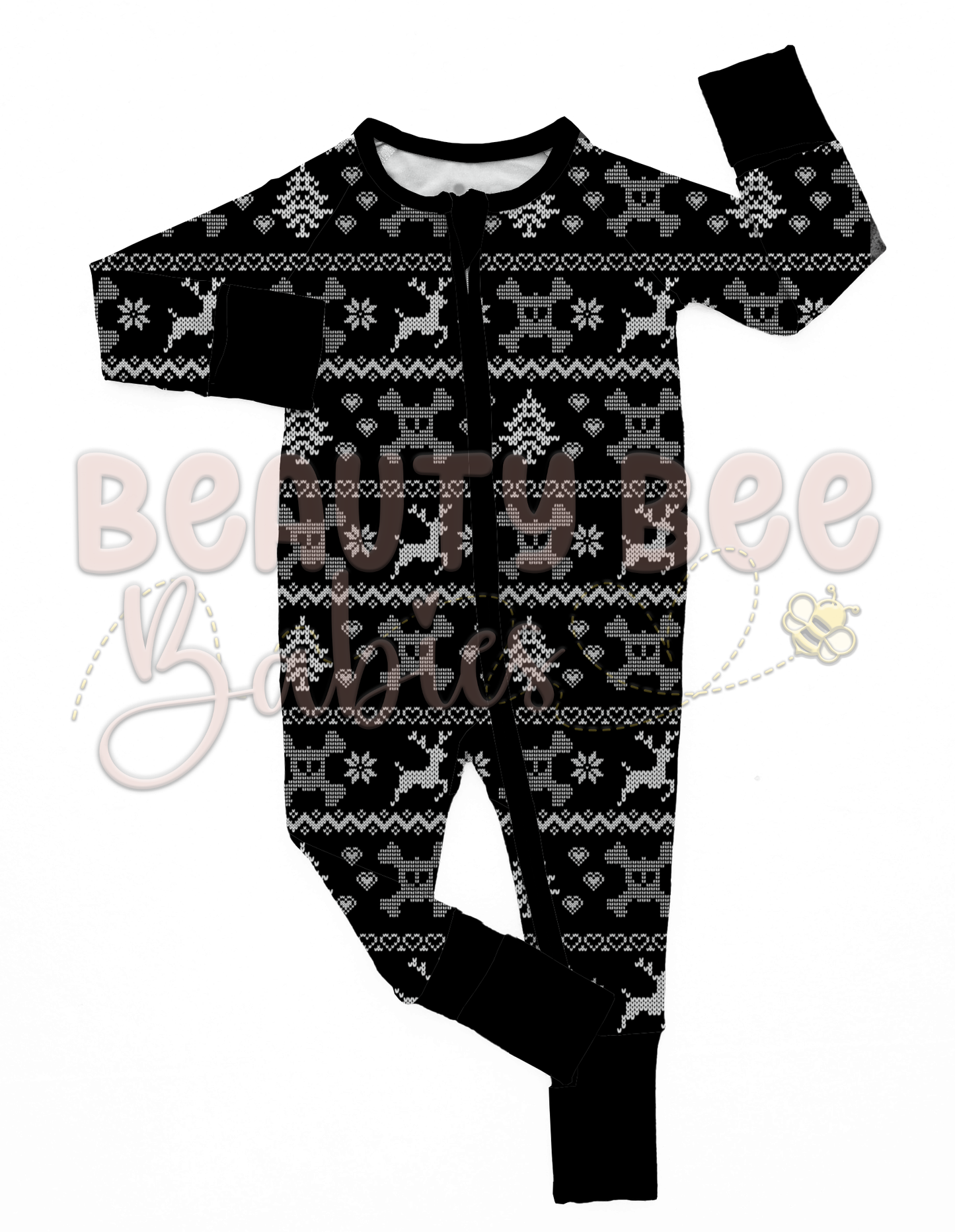 PREORDER Grunge Christmas Sweater Bamboo Viscose Long Sleeve Zip Pajamas