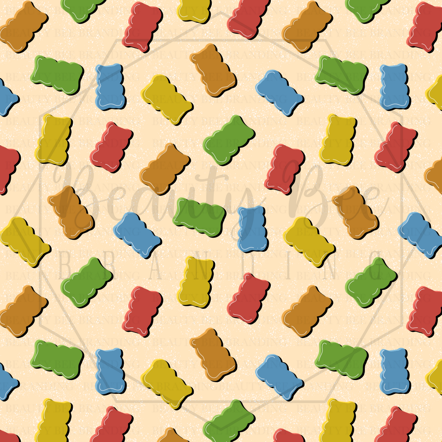 Sugar Rush Gummy Bears Neutral SEAMLESS PATTERN