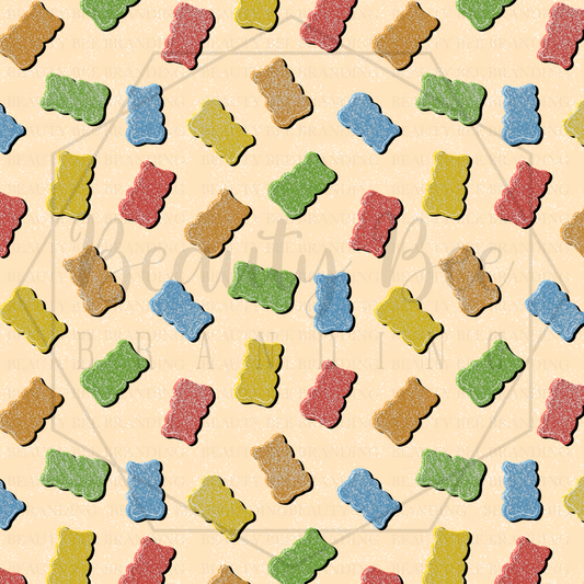 Sugar Rush Gummy Bears Sour Neutral SEAMLESS PATTERN