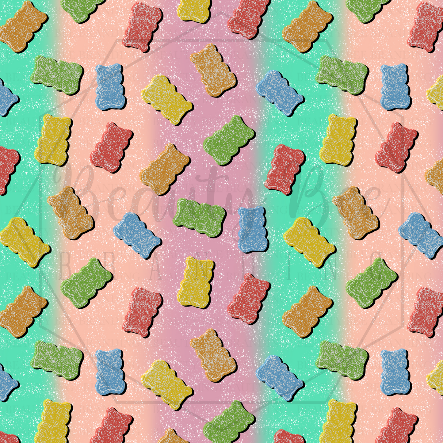 Sugar Rush Gummy Bears Sour Sugar Gradient V1 SEAMLESS PATTERN