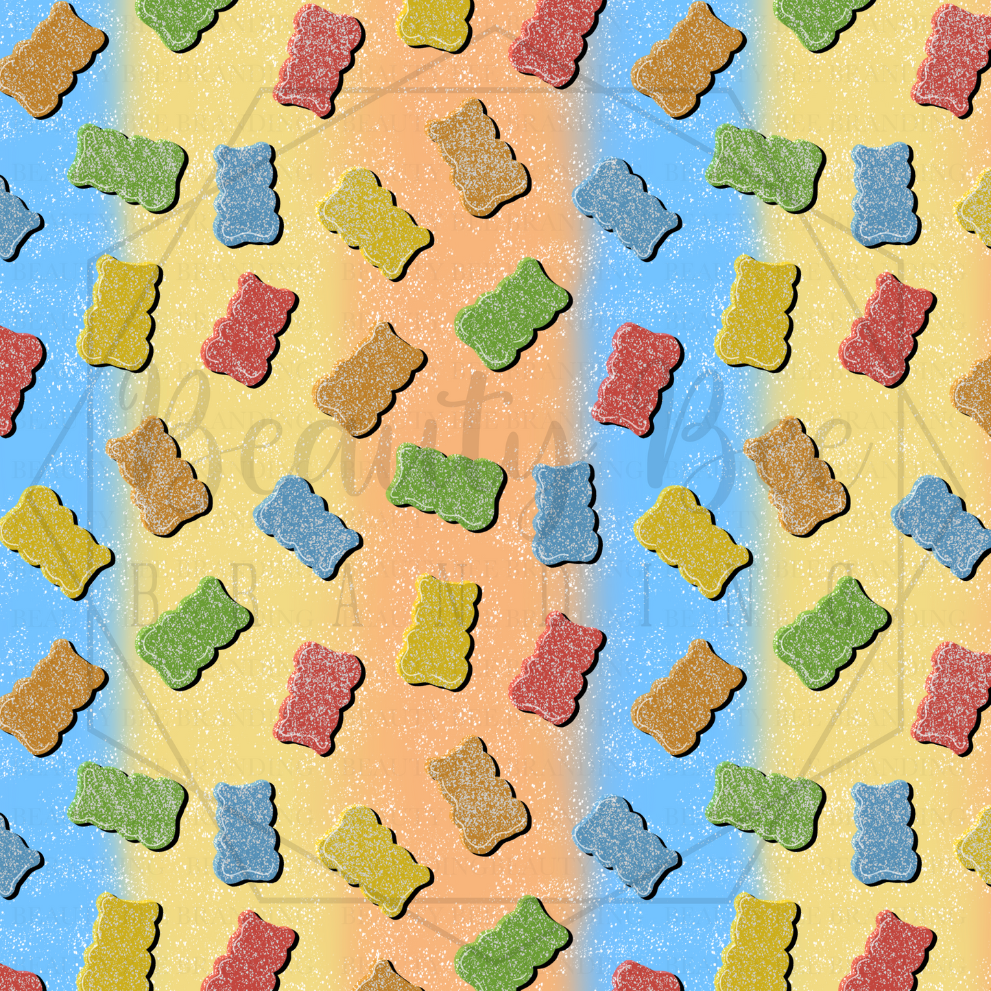 Sugar Rush Gummy Bears Sour Sugar Gradient V2 SEAMLESS PATTERN