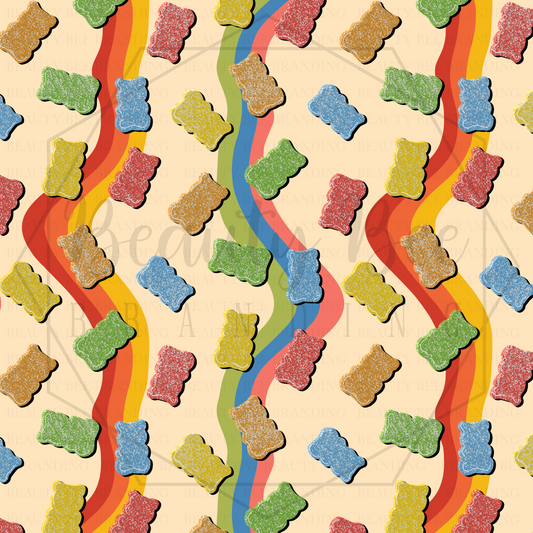Sugar Rush Gummy Bears Sour Retro SEAMLESS PATTERN