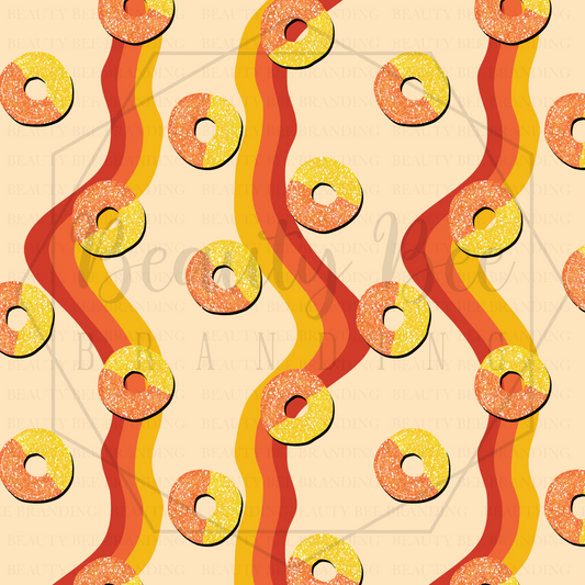 Sugar Rush Peach Rings Retro V2 SEAMLESS PATTERN