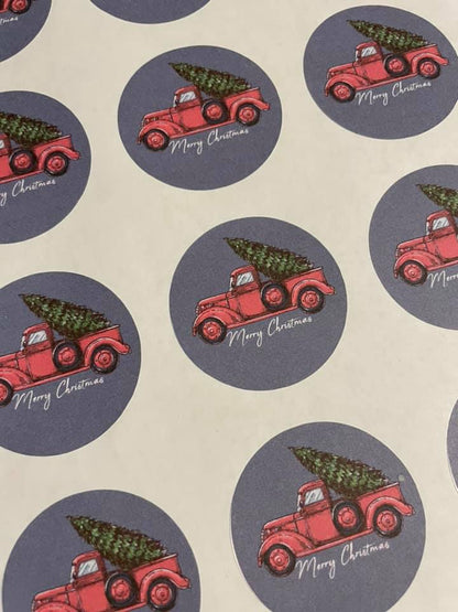 Christmas Trucks Christmas Gift Tag Stickers