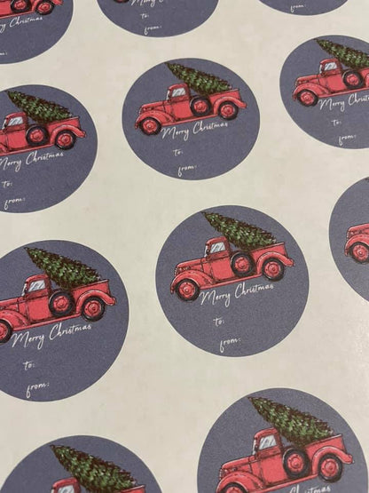 Christmas Trucks To & From Christmas Gift Tag Stickers