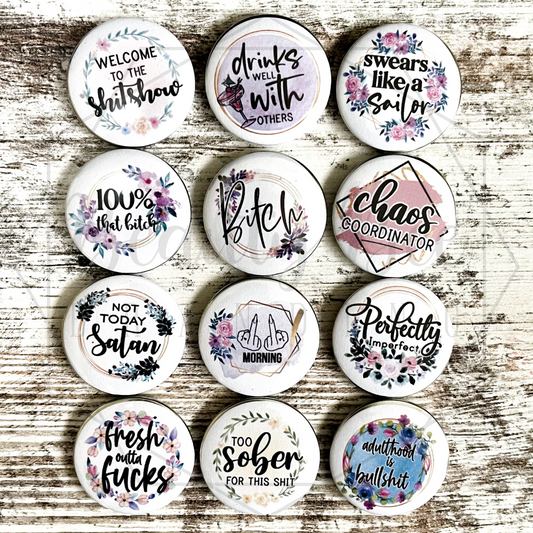 WHOLESALE Swear Sayings BUTTONS