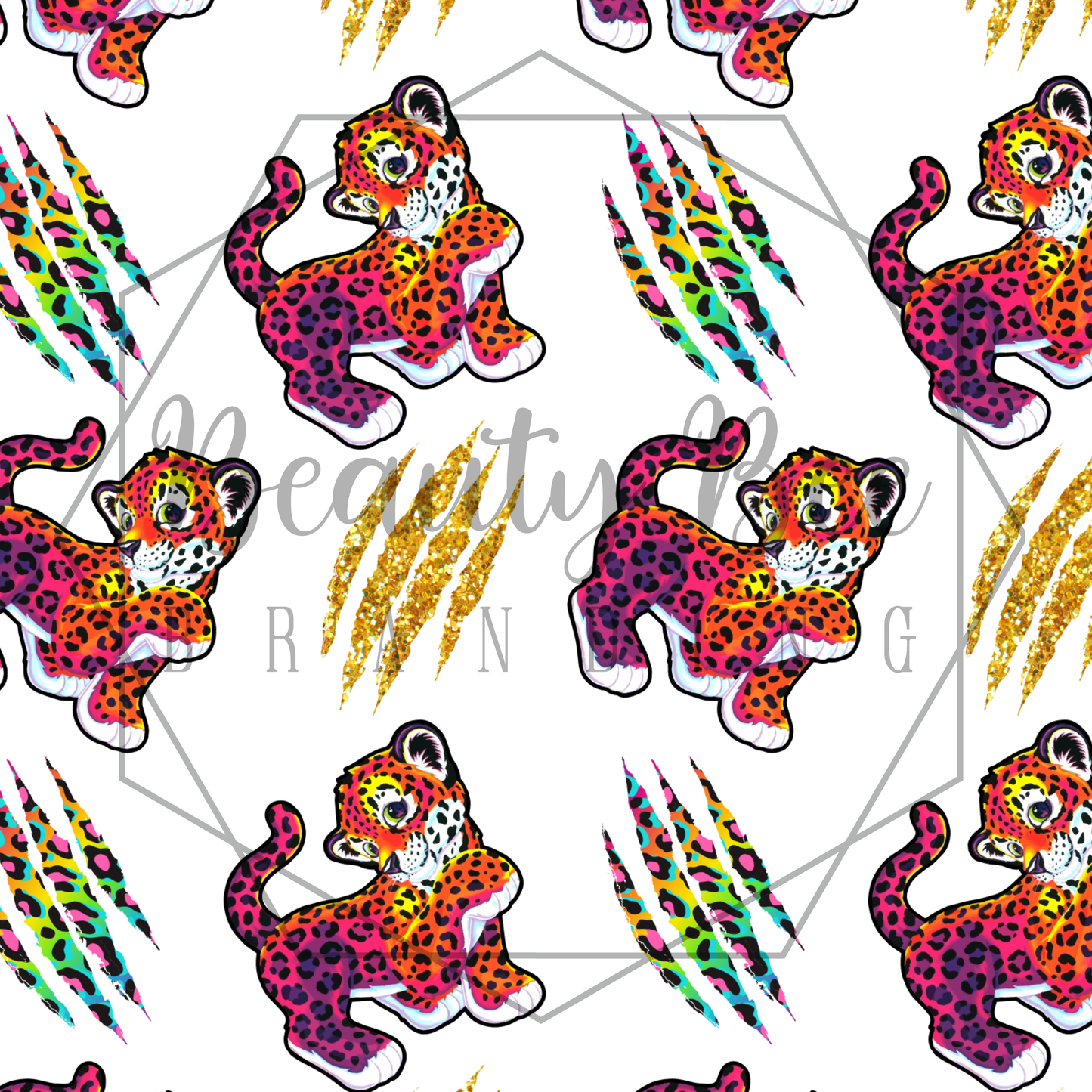 Tiger Queen White SEAMLESS PATTERN