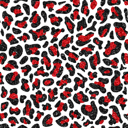 Red & Black Glitter Leopard SEAMLESS PATTERN