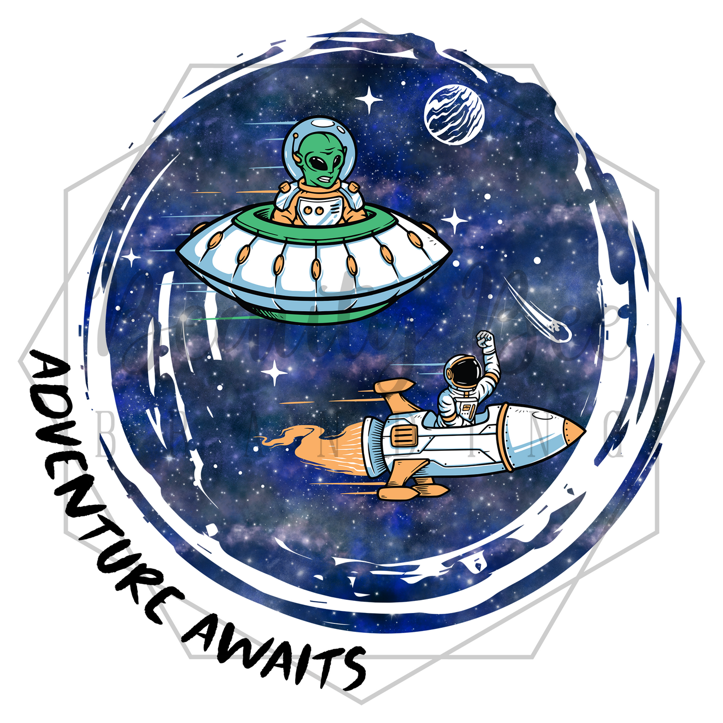 Space Dreams Adventure Awaits DIGITAL DECAL - Sublimation and Print & Cut Files