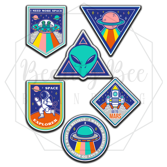 Alien Badges Sticker Sheet