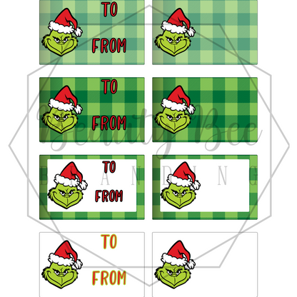 Assorted Green Mean Gift Tag Stickers