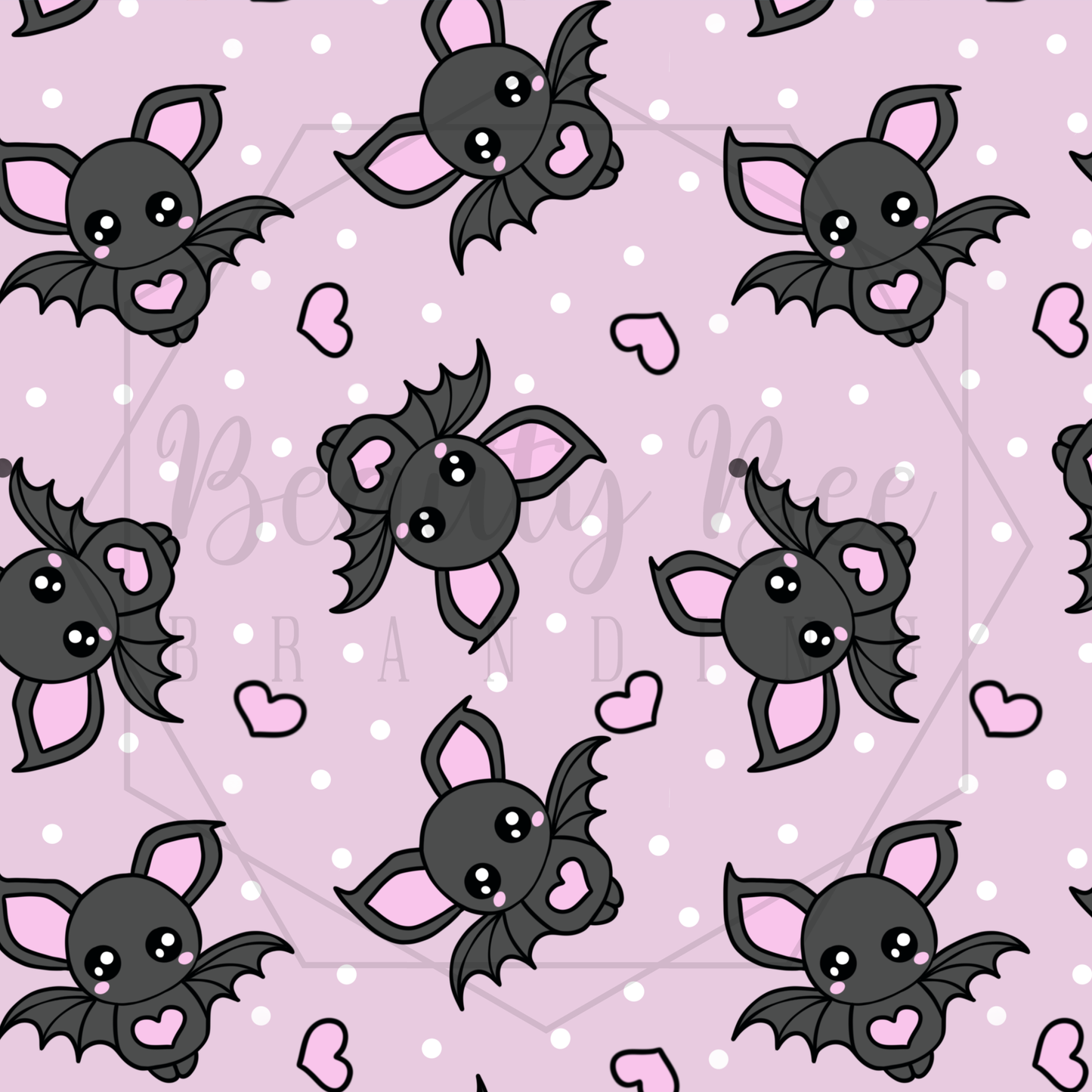 Spooky Love Bats Pink SEAMLESS PATTERN
