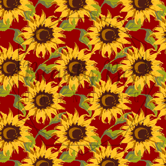 Sunflowers Red Large SEAMLESS PATTERN
