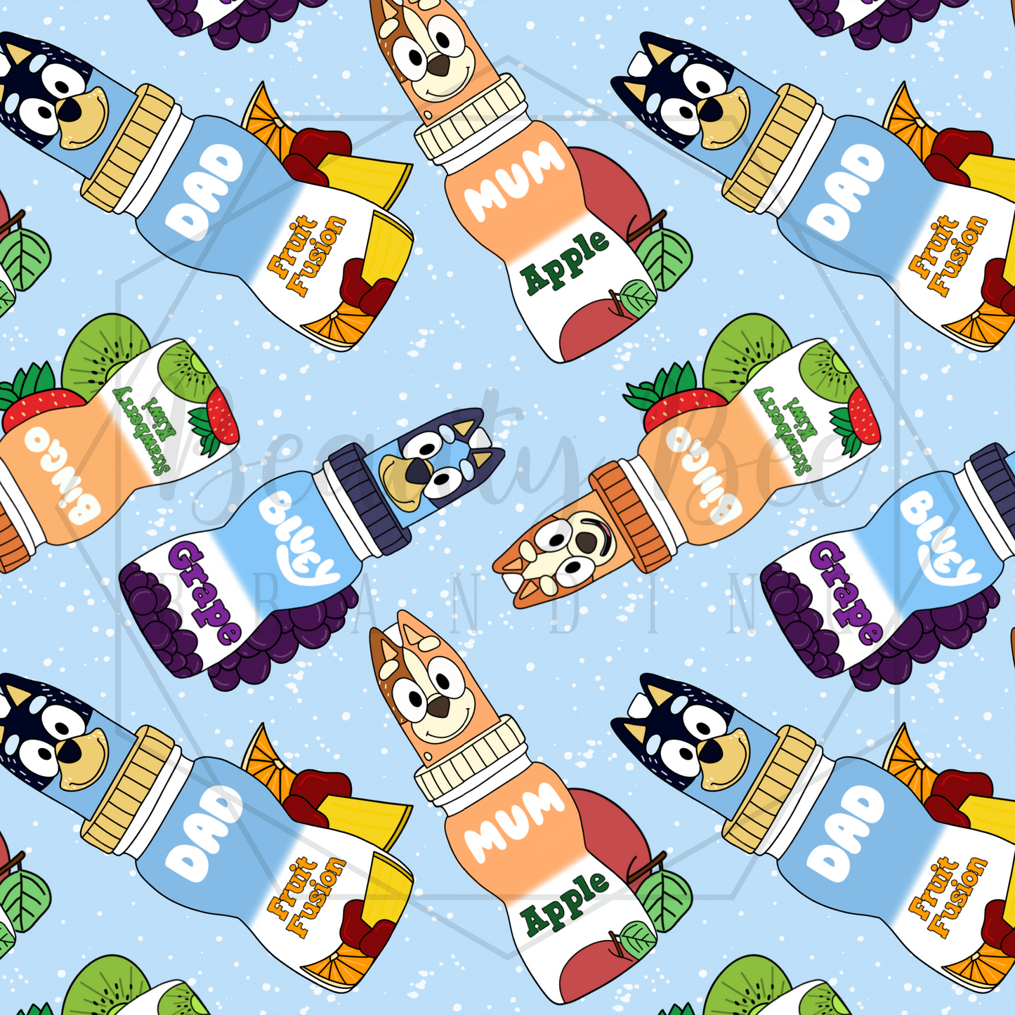 Juice Dogs with Fruit SEAMLESS PATTERN