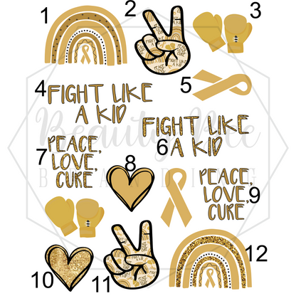 Childhood Cancer Temporary Tattoos