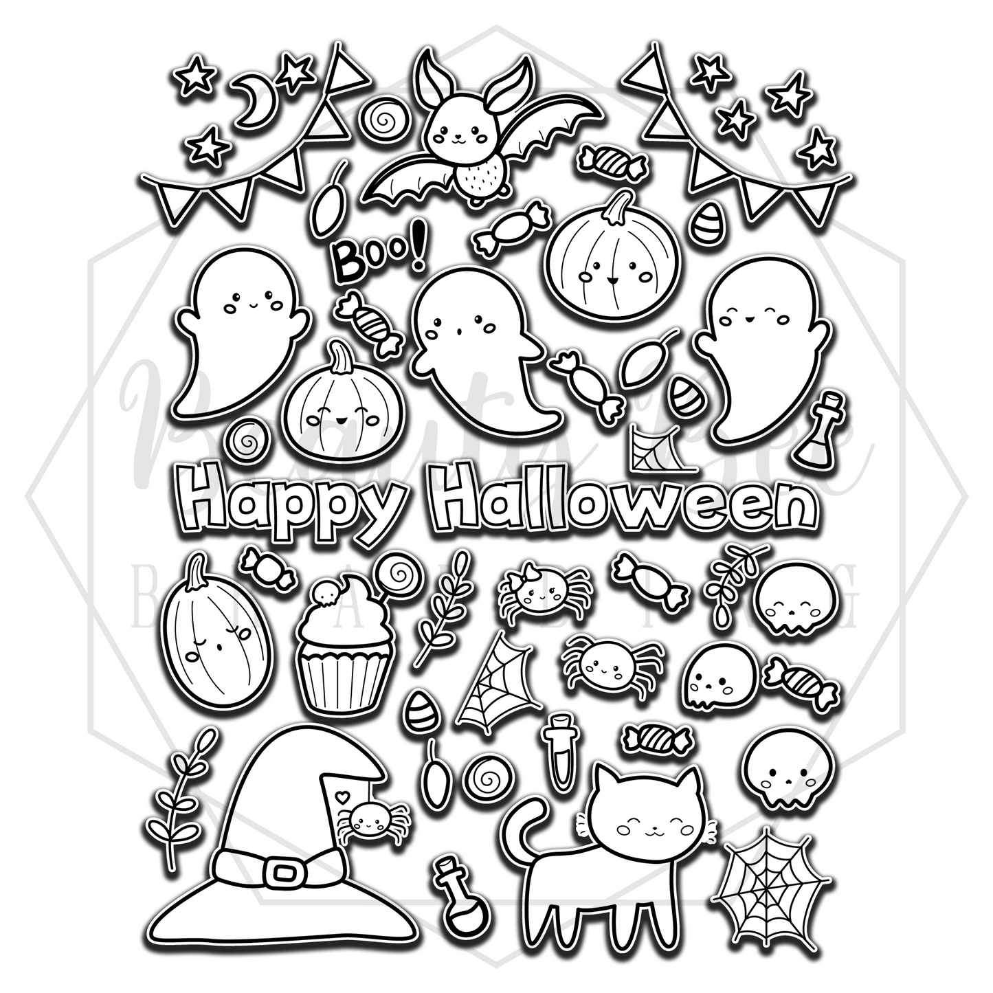 Colorable Halloween Sticker Sheet