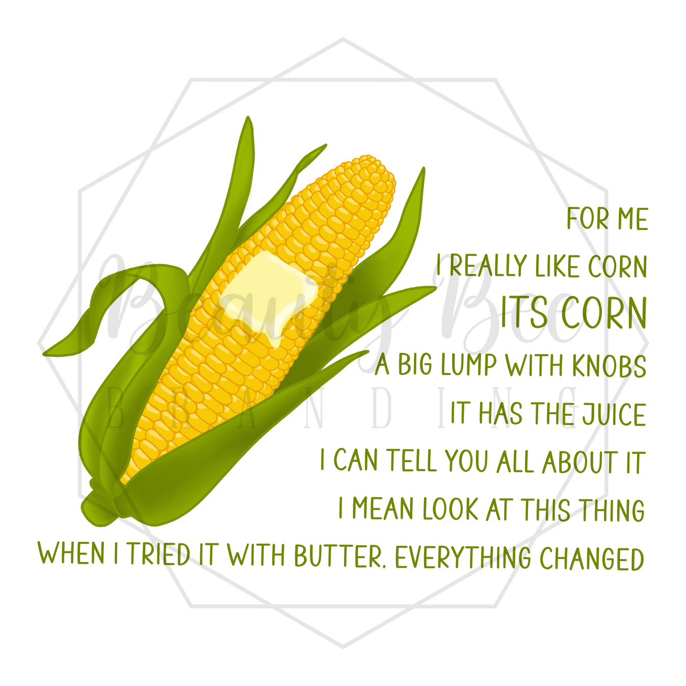 Corn Song Lyrics DIGITAL DECAL Sublimation and Print & Cut Files