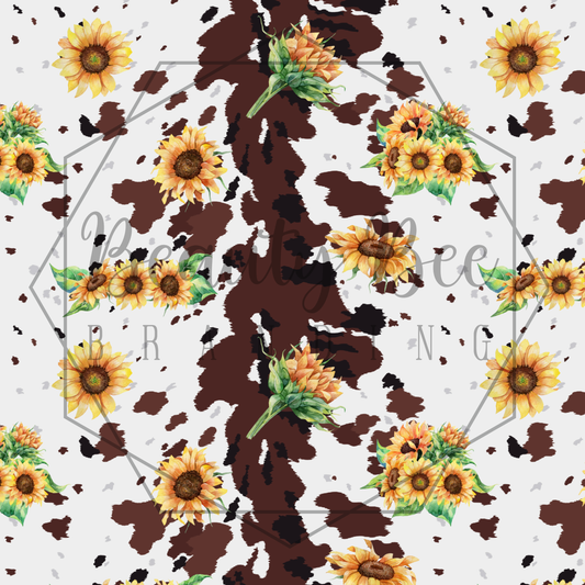 Cow Hide & Sunflowers SEAMLESS PATTERN