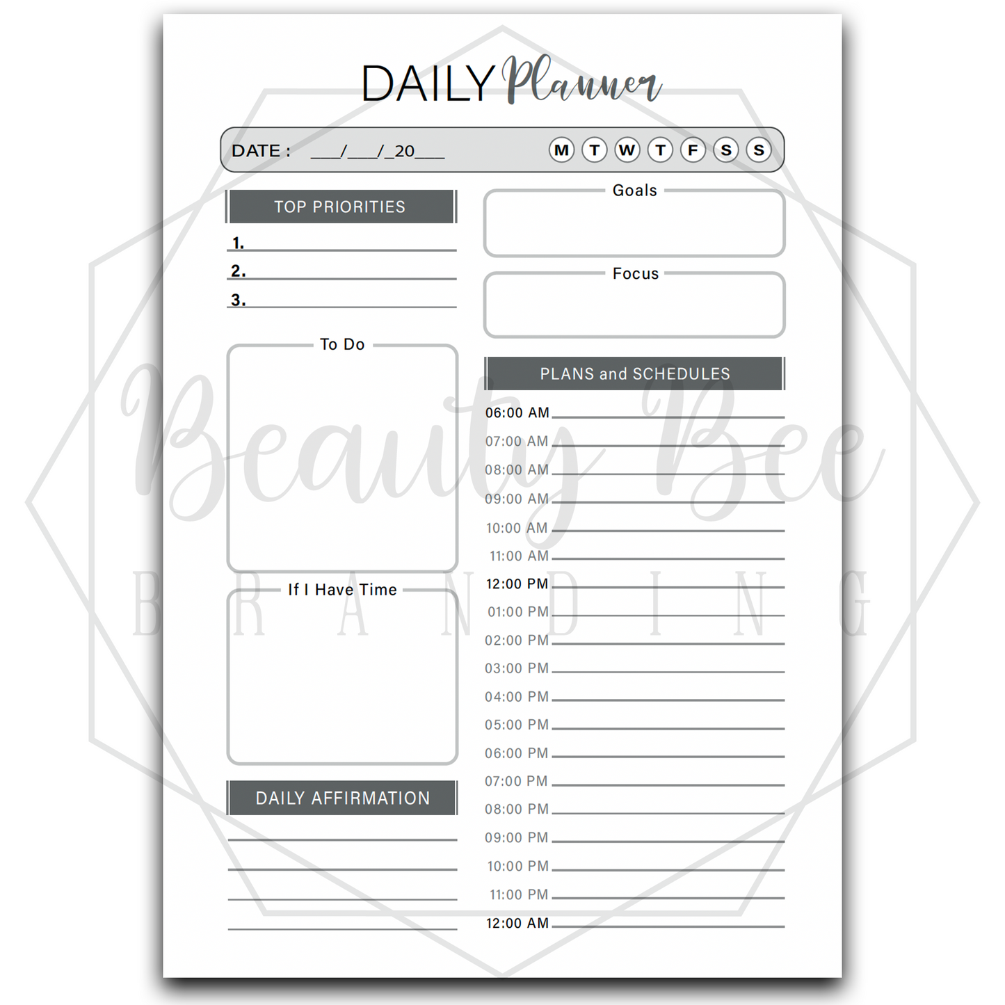 Daily Task Planner Tear Off Pad