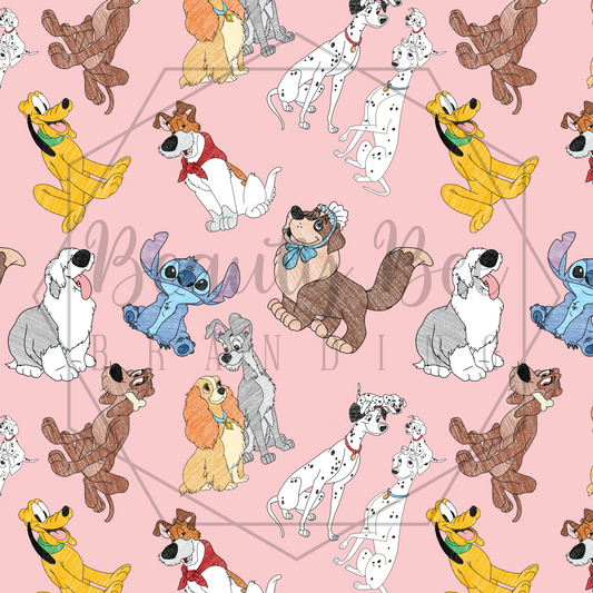 Walt's Dogs Pink V2 SEAMLESS PATTERN