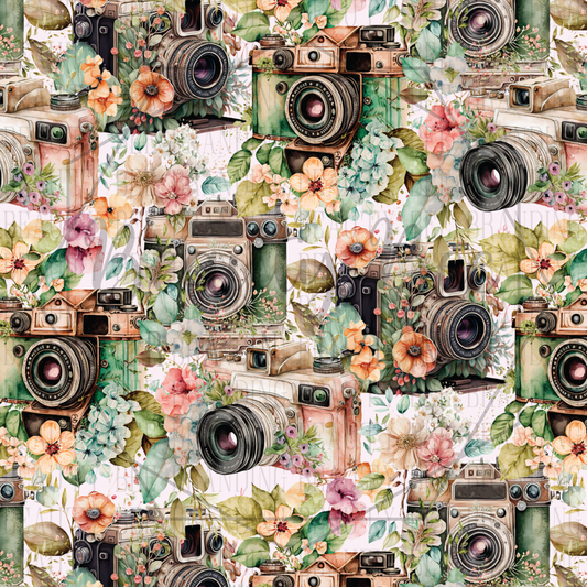 Floral Cameras SEAMLESS PATTERN
