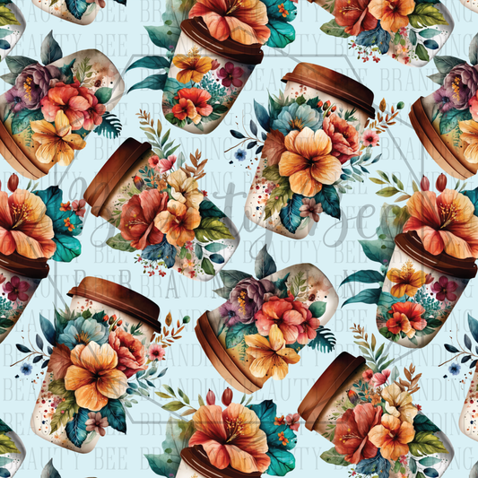 Floral Coffee SEAMLESS PATTERN