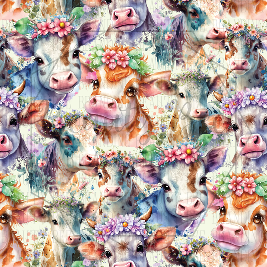 Floral Cows SEAMLESS PATTERN
