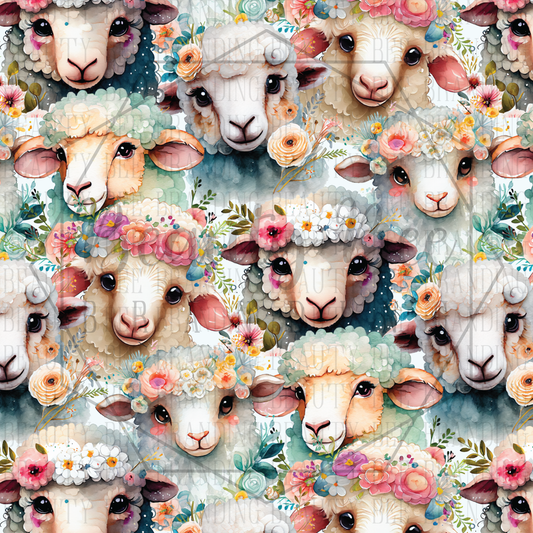 Floral Sheep SEAMLESS PATTERN