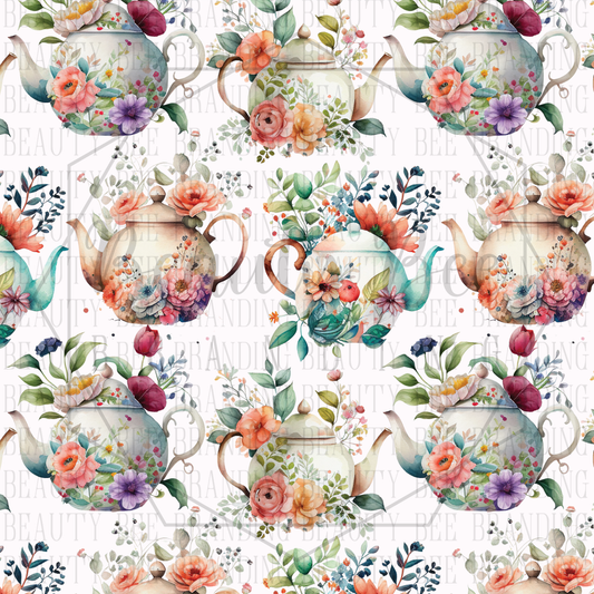 Floral Teapots SEAMLESS PATTERN
