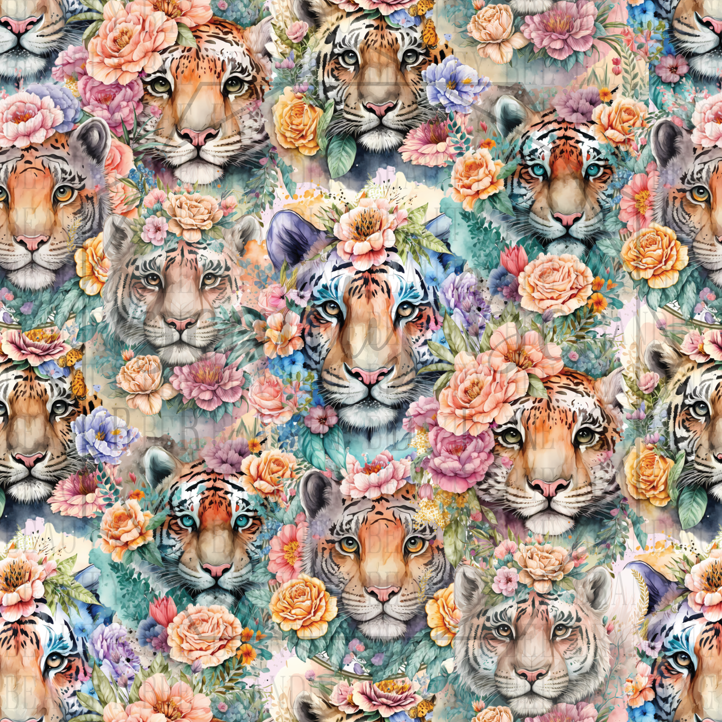 Floral Tigers SEAMLESS PATTERN
