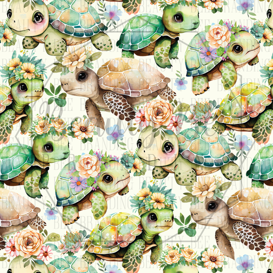 Floral Turtles SEAMLESS PATTERN