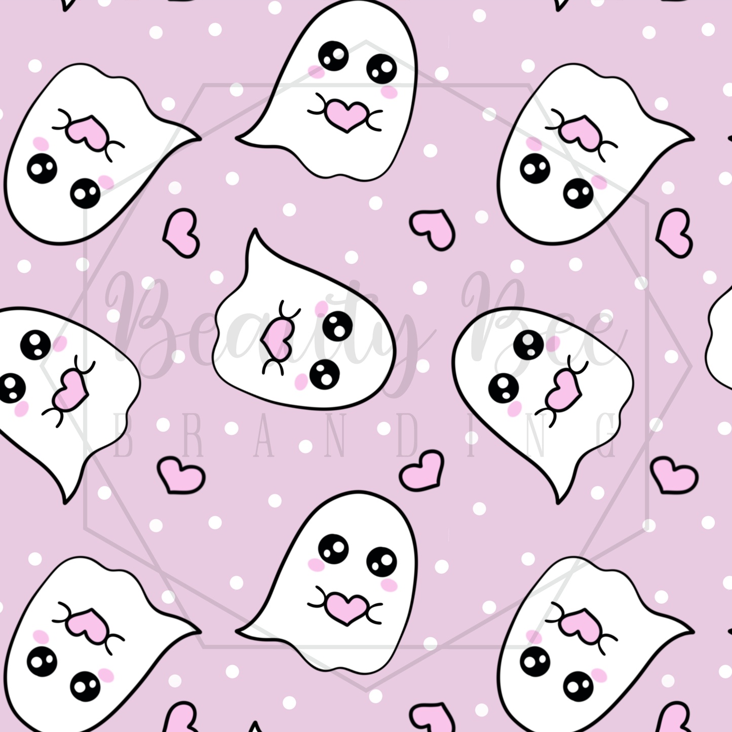 Spooky Love Ghosts Pink SEAMLESS PATTERN
