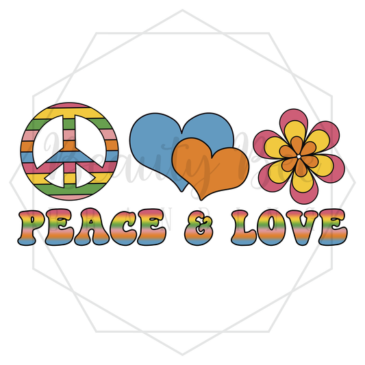 Groovy Peace & Love DIGITAL DECAL - Sublimation and Print & Cut Files