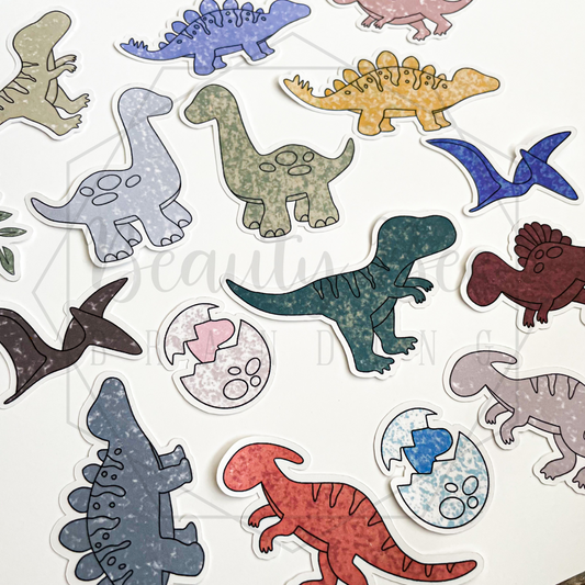 Grunge Dinosaurs Sticker Sheet