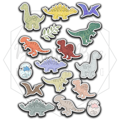 Grunge Dinosaurs Sticker Sheet