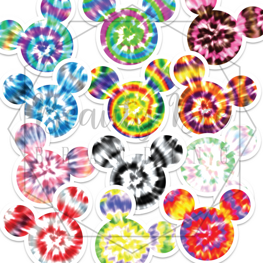 Tie Dye Mouse Temporary Tattoos