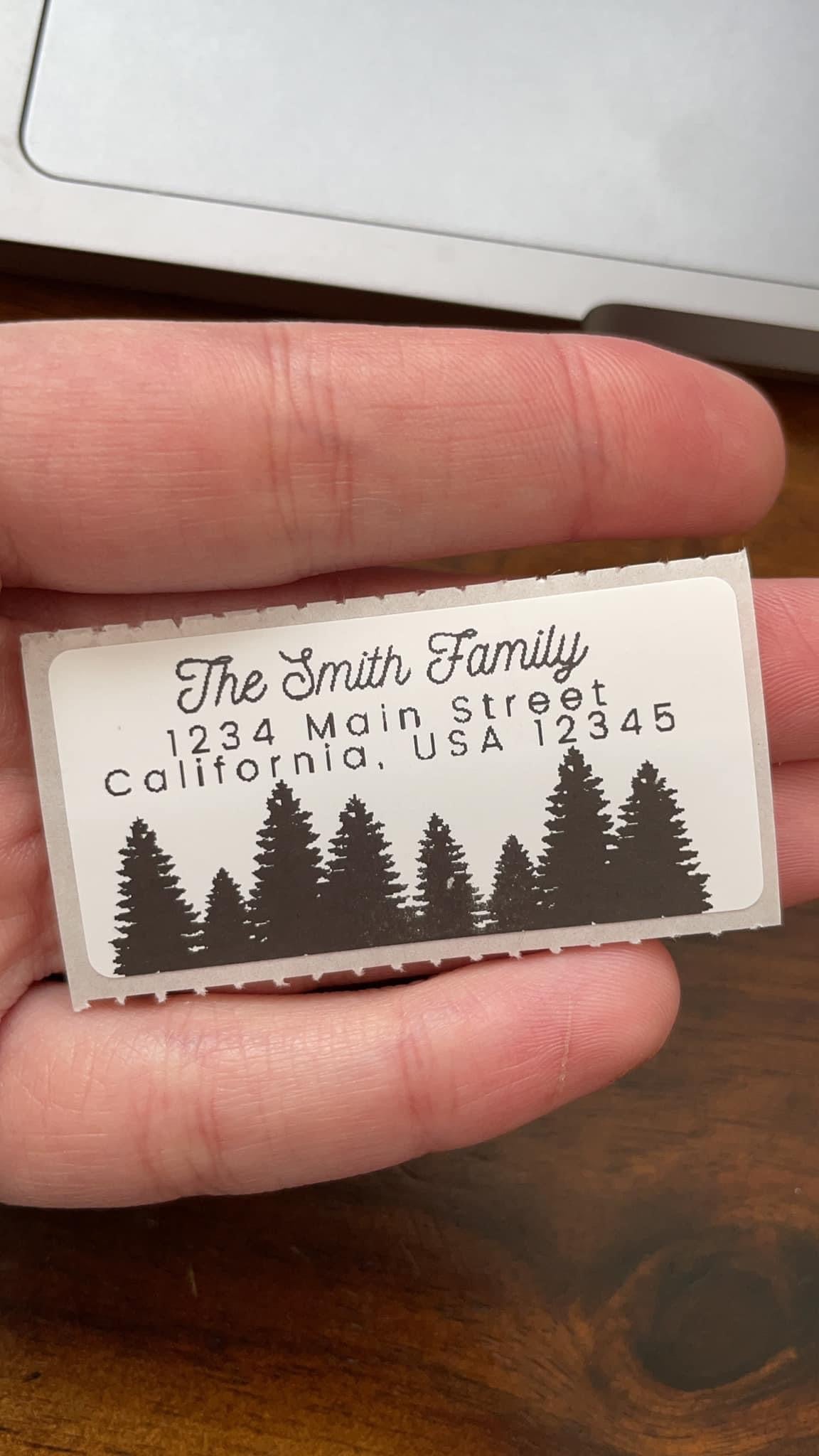 Tree With Send Labels Pine Trees Address Label STICKER ROLL OF 100 – Beauty Bee Branding LLC